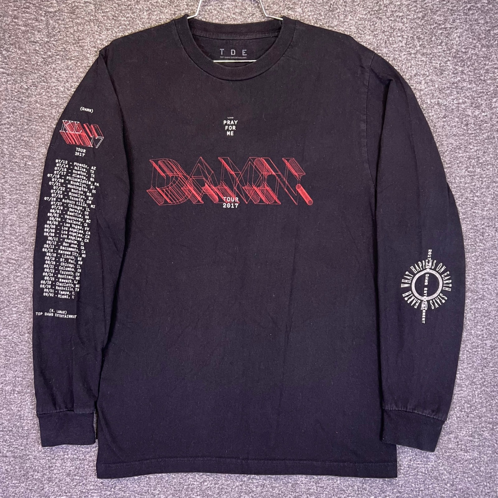 Kendrick Lamar Damn Tour 2017 Shirt Mens M Black Long Sleeve Rap Concert Hip Hop